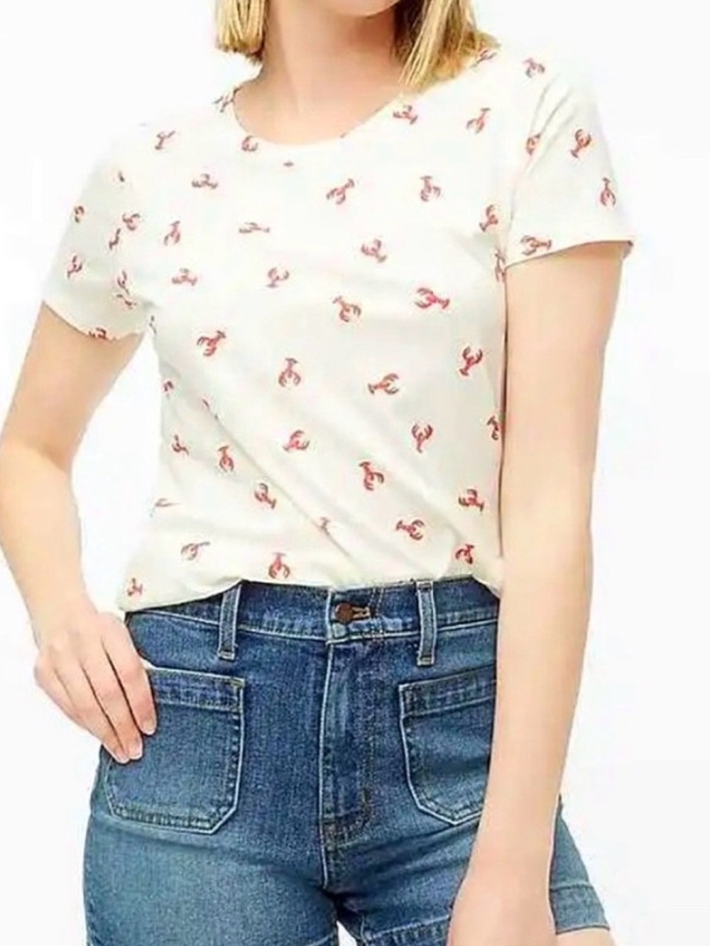 J. Crew Vintage Cotton Ivory Lobster Tee EUC